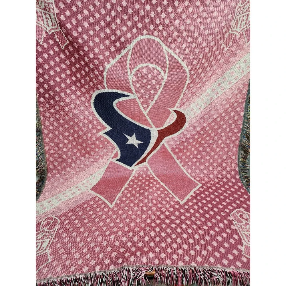 Houston‎ Texans Pink Breast Cancer Woven Blanket Afghan